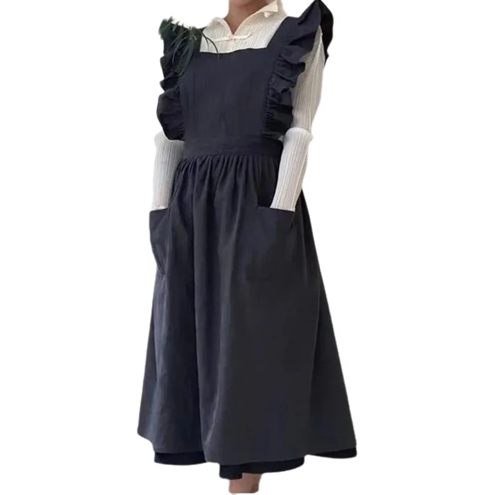 Kitchen Baking Unit - 1PC French Pastoral Florist Artsy ผ้าฝ้ายผ้าลินินผ้ากันเปื้อนวินเทจครัวอบ