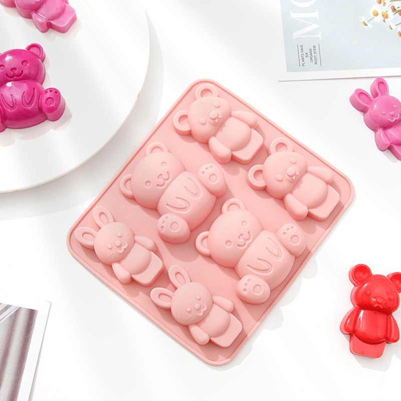 Baking Kitchen For Kids - แม่พิมพ์ซิลิโคนรูปสัตว์การ์ตูนน่ารัก สำหรับทำช็อกโกแลต เค้ก อุปกรณ์ทำขนมในครัว ของใช้สำหรับทำอาหารเสริมเด็ก รูปหมี