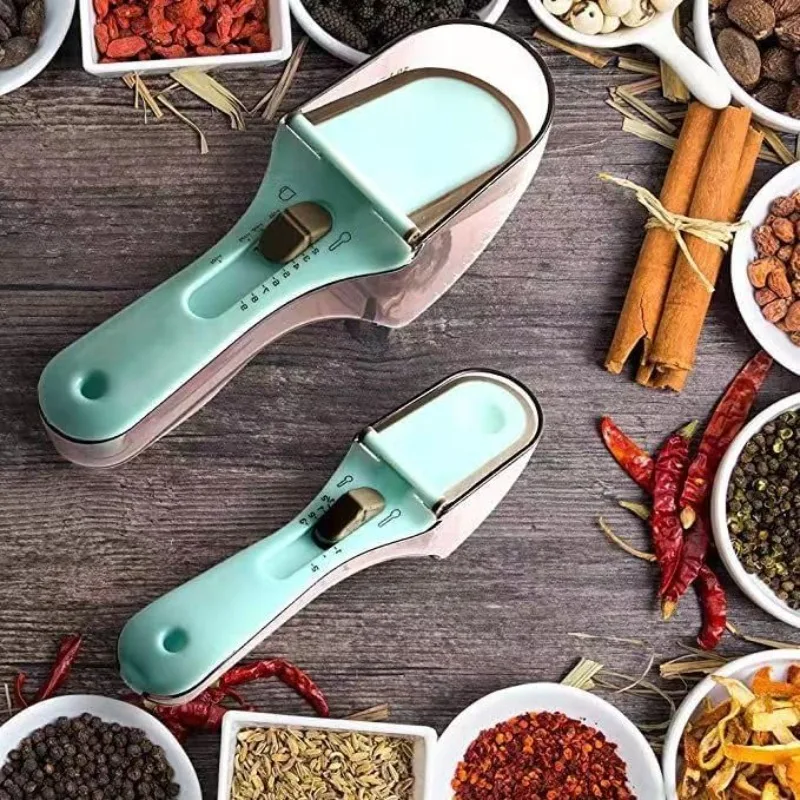 Baking (Kitchen Ingredient) - เครื่องมือครัวตักตวงแบบปรับได้สําหรับส่วนผสมแห้งและของเหลวช้อนความแม่นยําแบบพกพาพร้อมสเกลสําหรับทําอาหารอบ