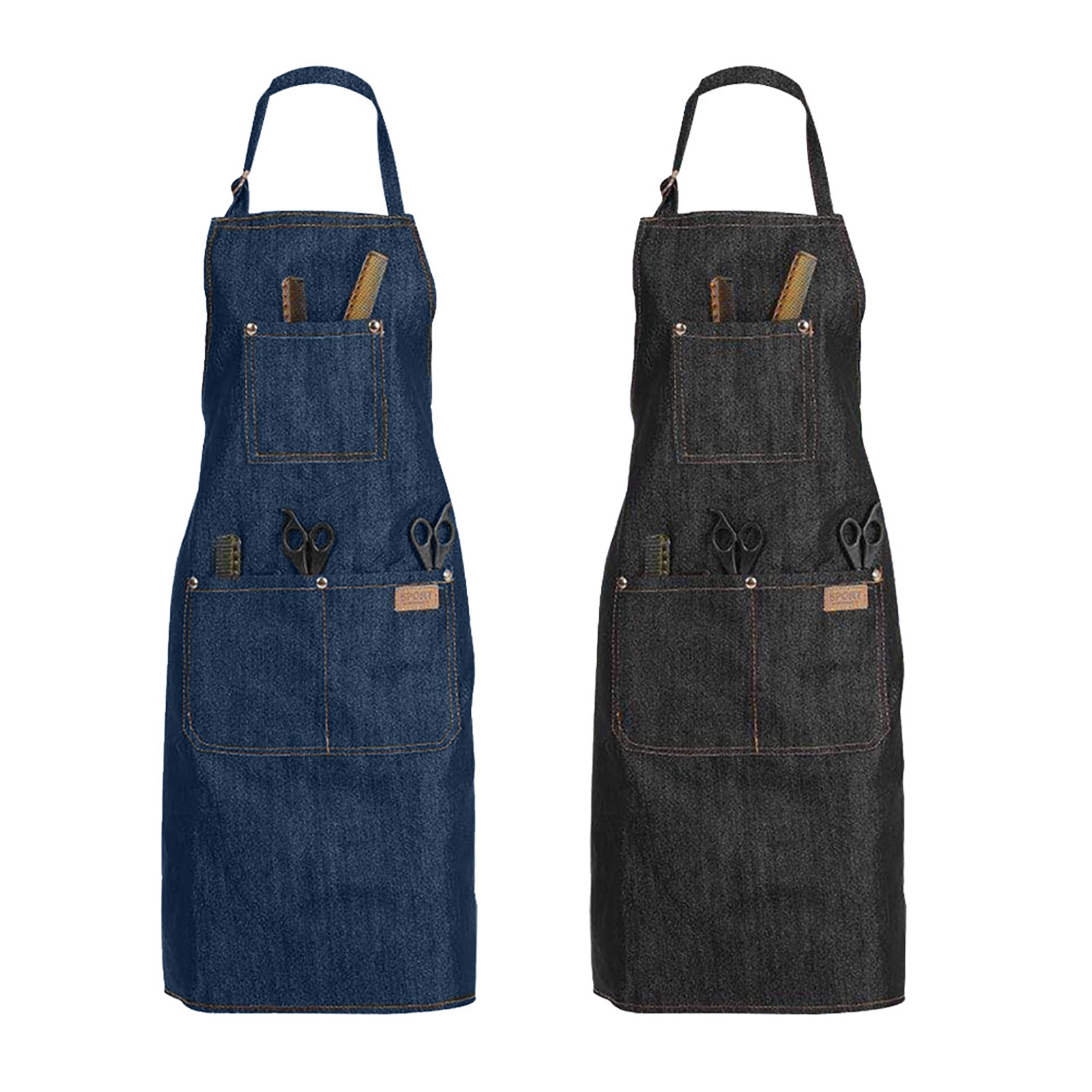 Kitchen Baking Unit - ผ้ากันเปื้อนผ้ายีนส์ Salon เสื้อผ้าทํางานตัดผมผ้าห้องครัวทําอาหารย่างร้านอาหาร Bar Shop คาเฟ่เบเกอรี่ความงามเล็บชุด
