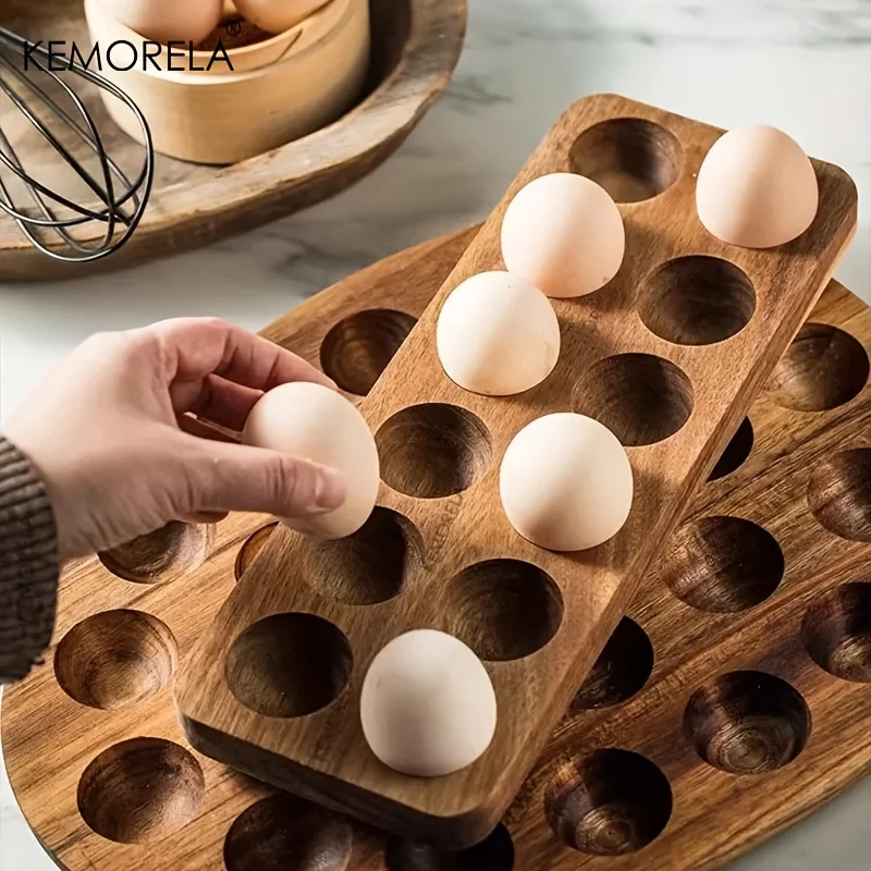 Kitchen Baking Tray Organiser - KEMORELA 1PCS โมเดิร์นไม้กล่องเก็บไข่-หลายช่องห้องครัวสําหรับไข่สดที่สมบูรณ์แบบสําหรับ Home ทําอาหารเบเกอรี่