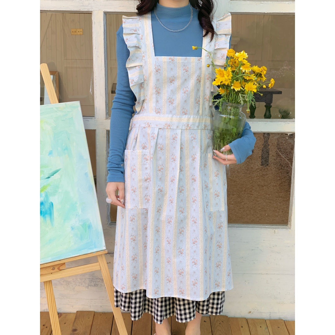 ผ้ากันเปื้อนผู้หญิงลายดอกไม้แบ - Kitchen Baking Drawing บทวิจารณ์และราคา