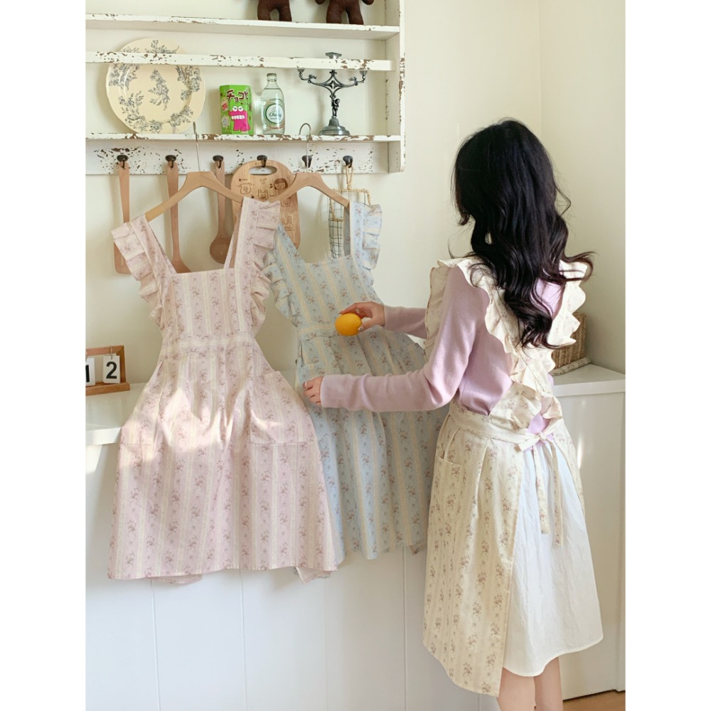 ผ้ากันเปื้อนผู้หญิงลายดอกไม้แบ - Kitchen Baking Drawing บทวิจารณ์และราคา