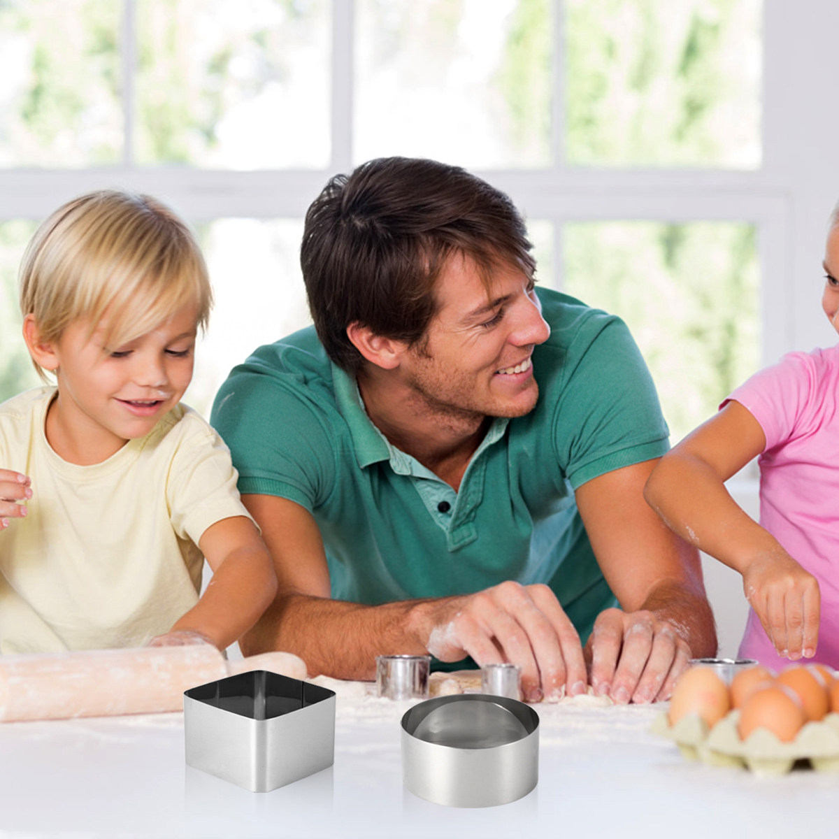 แม่พิมพ์วงแหวนมูสสแตนเลส 4 ชิ้ - Kitchen Accessories For Baking บทวิจารณ์และราคา